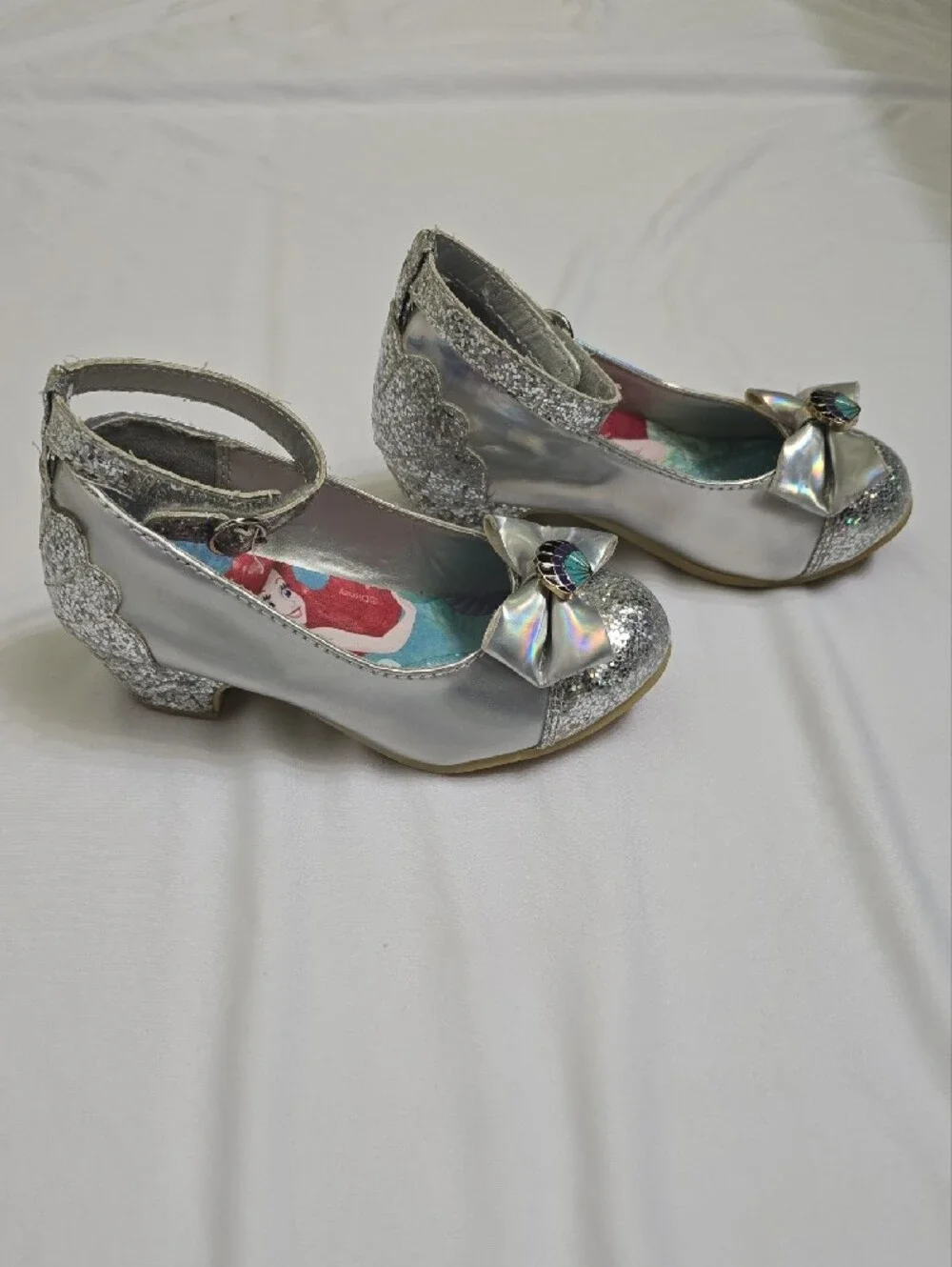 Kids Silver Glitter Mermaid Dress Shoes with Ankle Strap